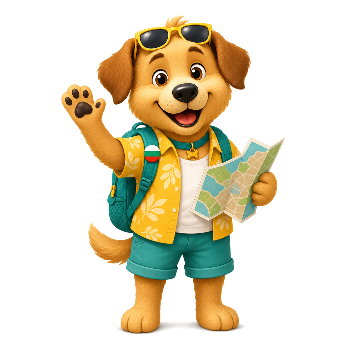Friendly dog traveler mascot